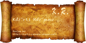 Kürti Rémusz névjegykártya